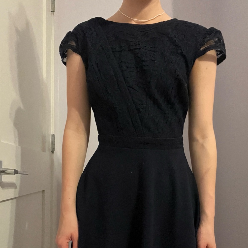 Navy blue lace mini dress